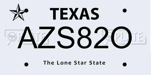 AZS82O Texas License Plate