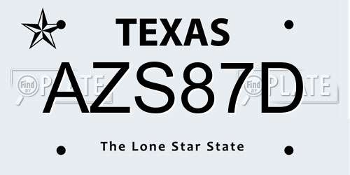 AZS87D Texas License Plate