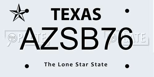 AZSB76 Texas License Plate