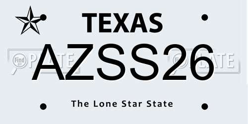 AZSS26 Texas License Plate