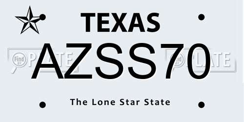 AZSS70 Texas License Plate