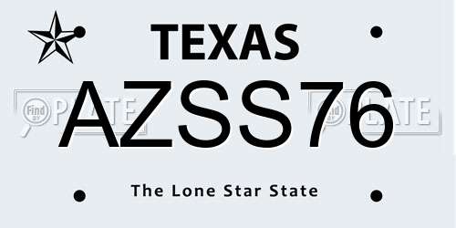 AZSS76 Texas License Plate