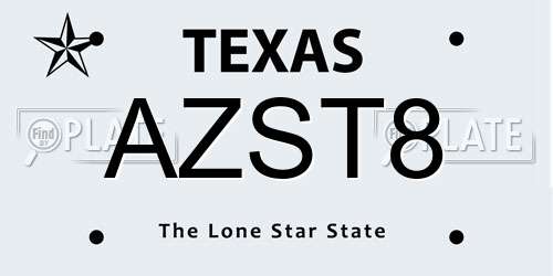 AZST8 Texas License Plate