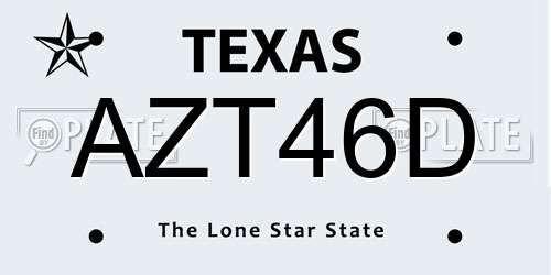 AZT46D Texas License Plate