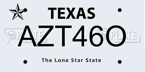 AZT46O Texas License Plate