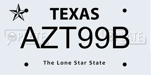 AZT99B Texas License Plate