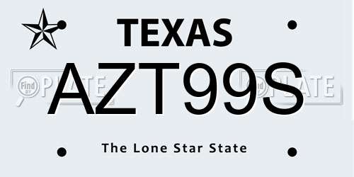 AZT99S Texas License Plate