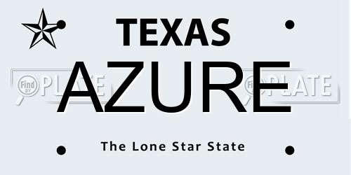 AZURE Texas License Plate