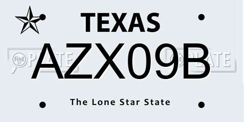 AZX09B Texas License Plate