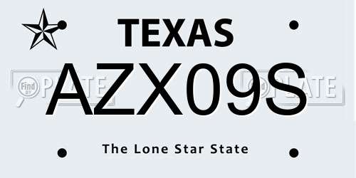 AZX09S Texas License Plate