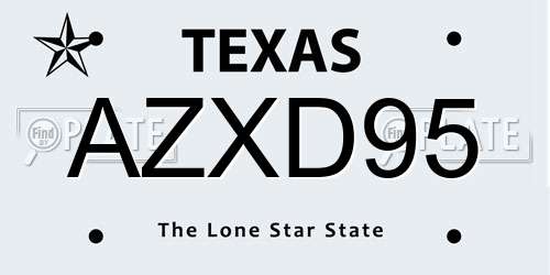 AZXD95 Texas License Plate