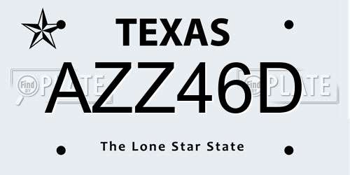 AZZ46D Texas License Plate