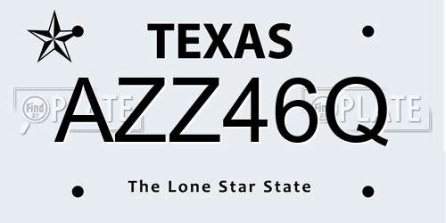 AZZ46Q Texas License Plate