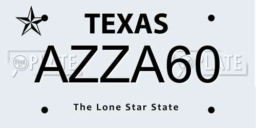 AZZA60 Texas License Plate