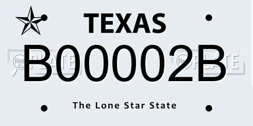 B00002B Texas License Plate