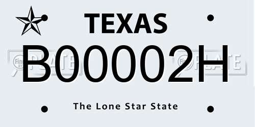 B00002H Texas License Plate