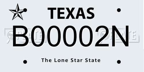 B00002N Texas License Plate