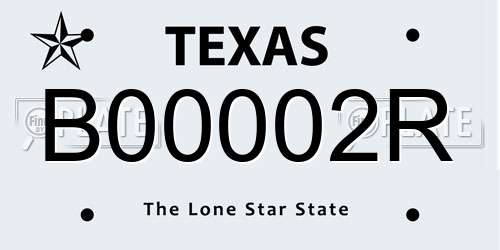 B00002R Texas License Plate