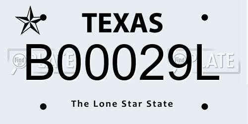 B00029L Texas License Plate