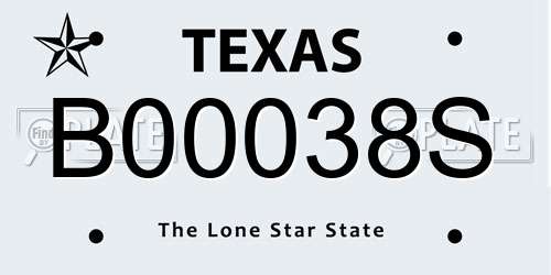 B00038S Texas License Plate