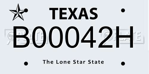 B00042H Texas License Plate