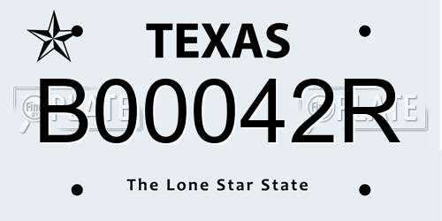 B00042R Texas License Plate