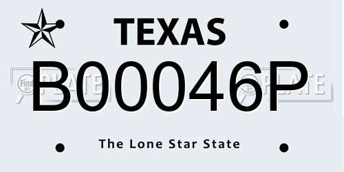 B00046P Texas License Plate