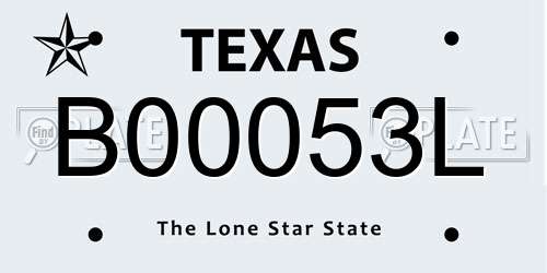 B00053L Texas License Plate