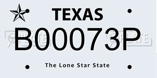B00073P Texas License Plate