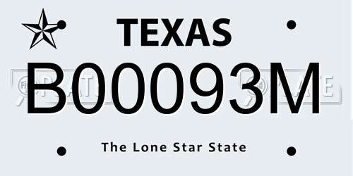 B00093M Texas License Plate