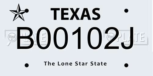 B00102J Texas License Plate