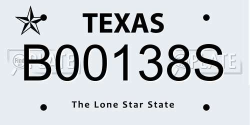B00138S Texas License Plate