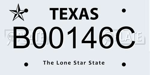 B00146C Texas License Plate