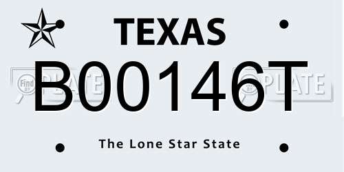 B00146T Texas License Plate
