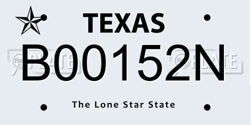B00152N Texas License Plate