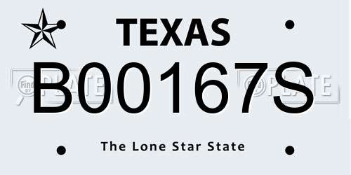 B00167S Texas License Plate