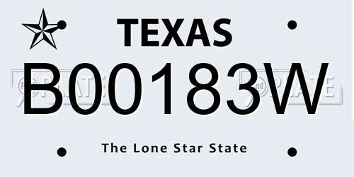 B00183W Texas License Plate