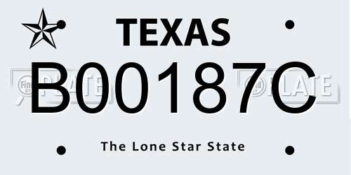 B00187C Texas License Plate