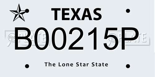 B00215P Texas License Plate