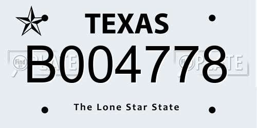B004778 Texas License Plate