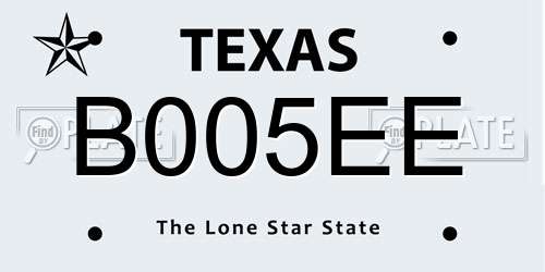 B005EE Texas License Plate