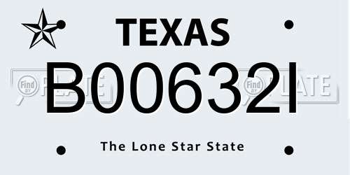 B00632I Texas License Plate