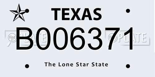 B006371 Texas License Plate