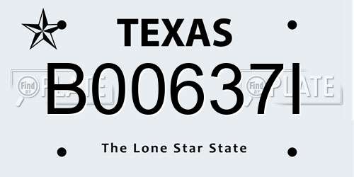 B00637I Texas License Plate
