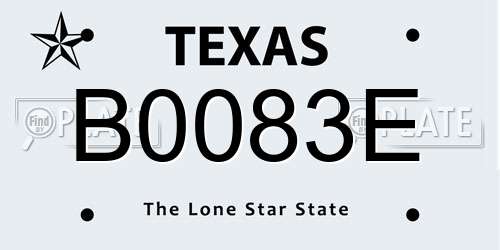 B0083E Texas License Plate