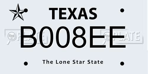 B008EE Texas License Plate