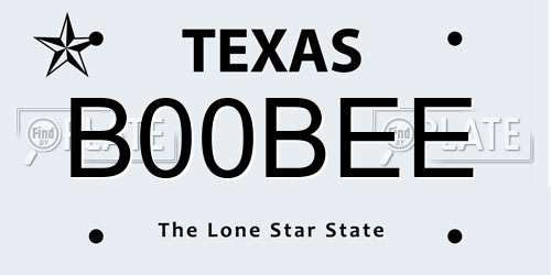 B00BEE Texas License Plate