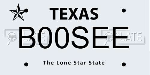 B00SEE Texas License Plate