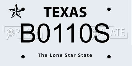 B0110S Texas License Plate