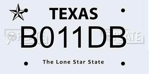 B011DB Texas License Plate